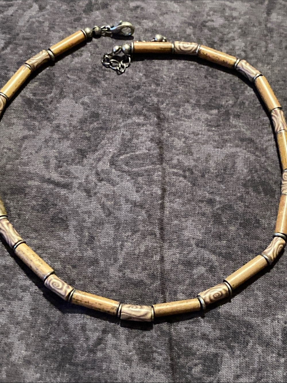 Boho Vintage-Style Brown Beaded Tube Necklace